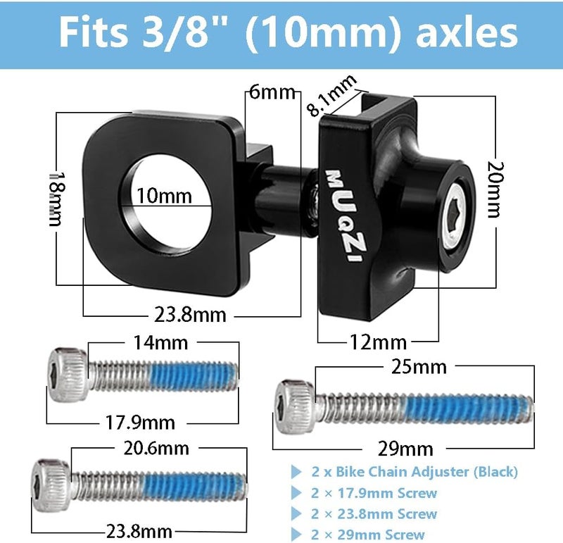 SeonFook 2pcs Single Speed Bicycle Chain Tensioner Adjuster Regulator Bike Repair Tools, Aluminum Alloy Bike Chain Fastener for BMX Fixed Gear Bicycle - Image 2
